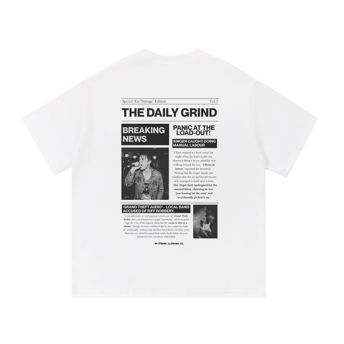 "The Daily Grind" Music Newspaper Print Tee (Unisex)