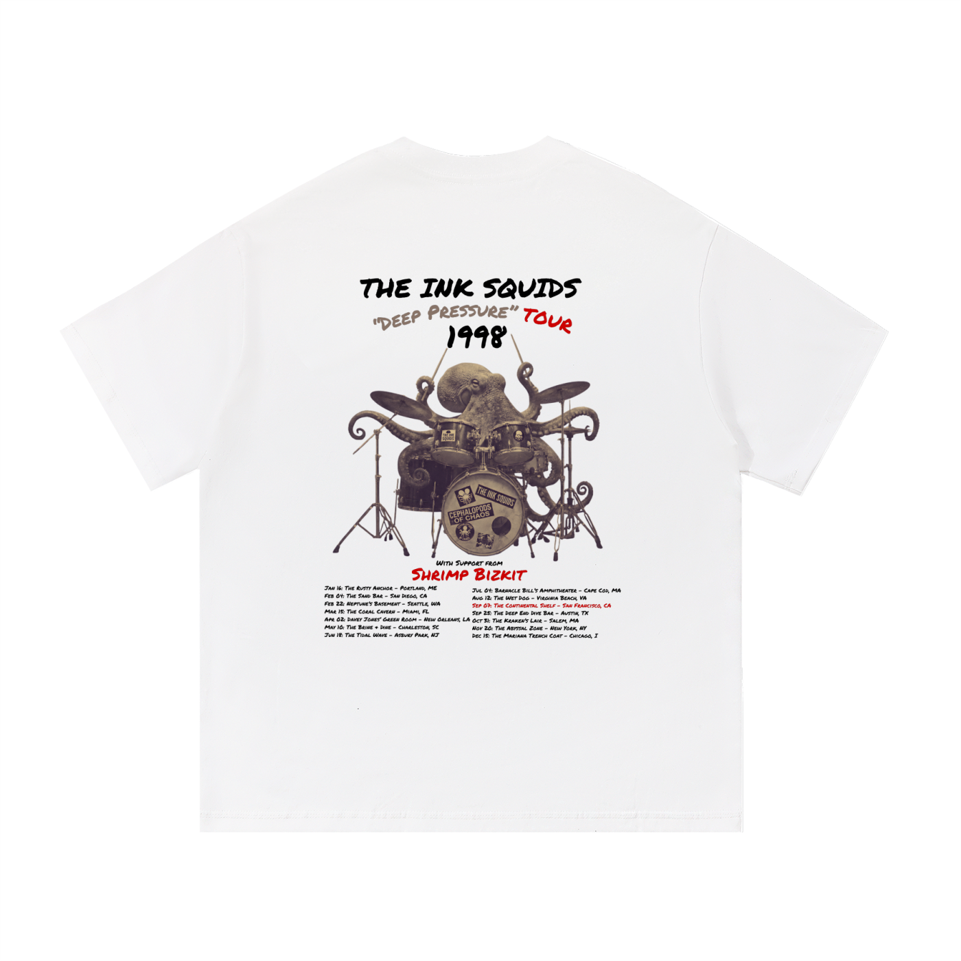 "The Ink Squids" 1998 Deep Pressure Tour Tee (Unisex)
