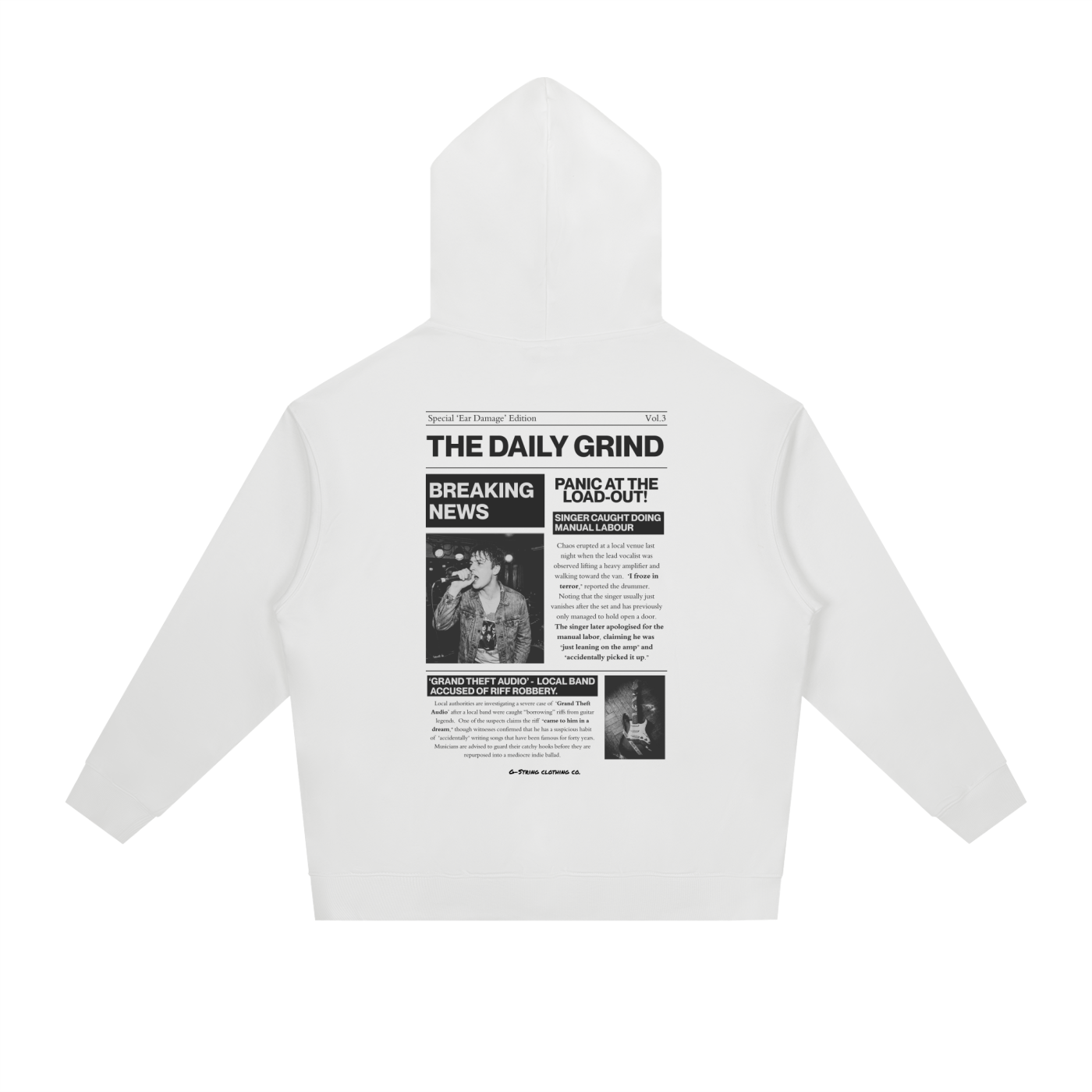 "The Daily Grind" Music Newspaper Print Hoodie (Unisex)