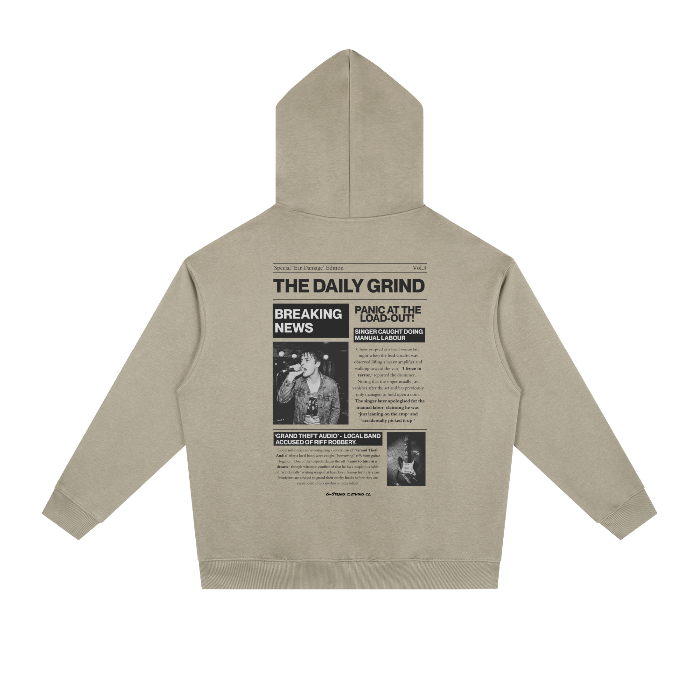 "The Daily Grind" Music Newspaper Print Hoodie (Unisex)